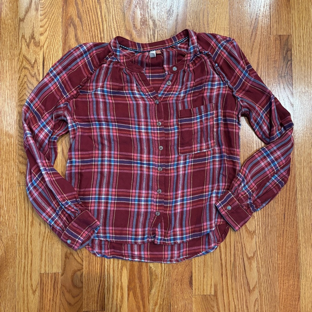 Anthropologie / Pilcro red plaid button down shirt